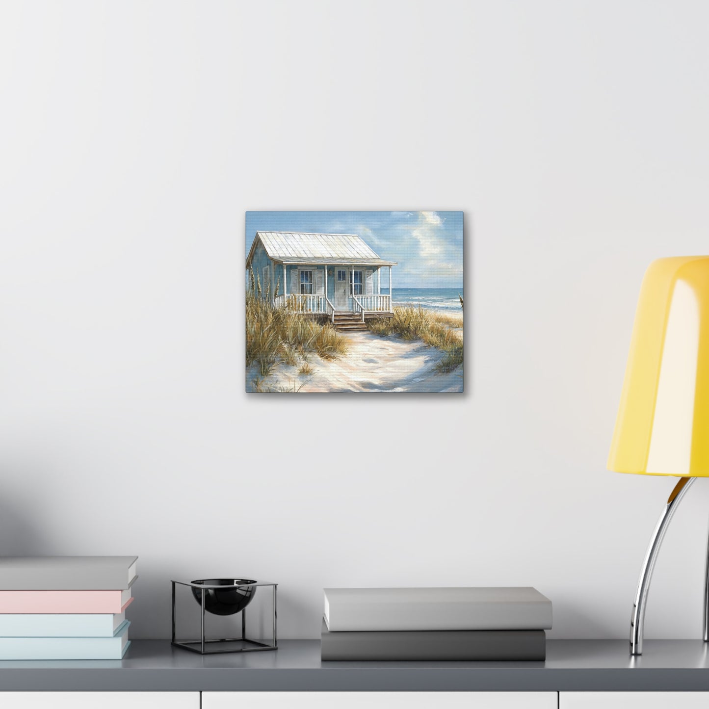 Charming Beach Cottage Canvas Art Print - Coastal Wall Decor