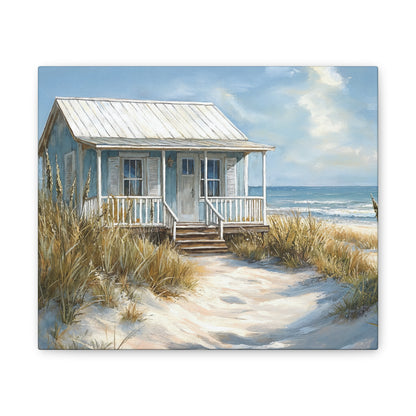 Charming Beach Cottage Canvas Art Print - Coastal Wall Decor