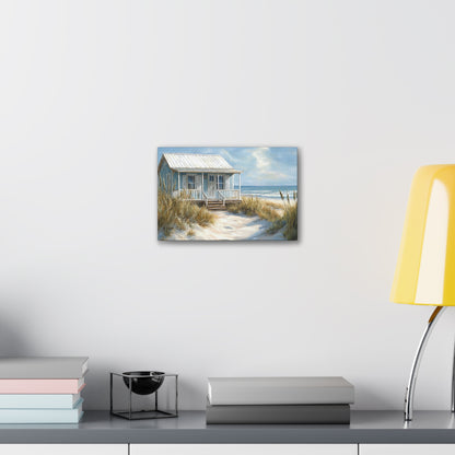 Charming Beach Cottage Canvas Art Print - Coastal Wall Decor