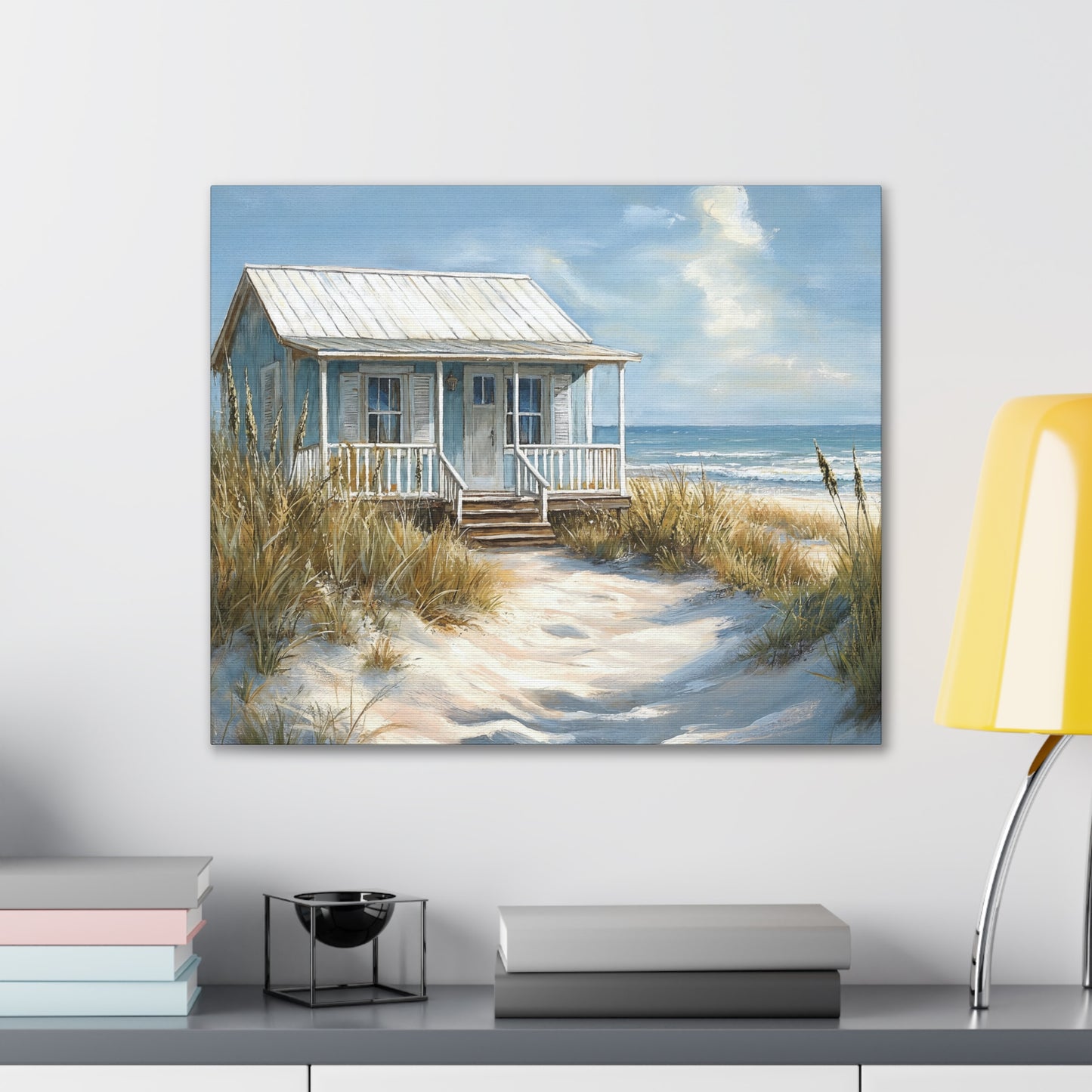 Charming Beach Cottage Canvas Art Print - Coastal Wall Decor