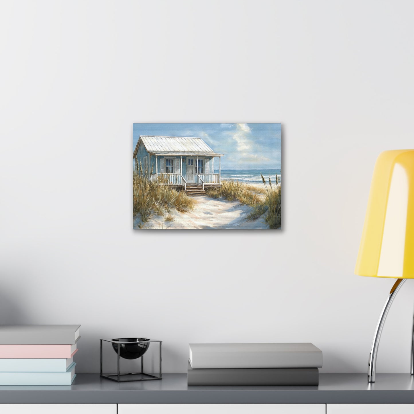 Charming Beach Cottage Canvas Art Print - Coastal Wall Decor
