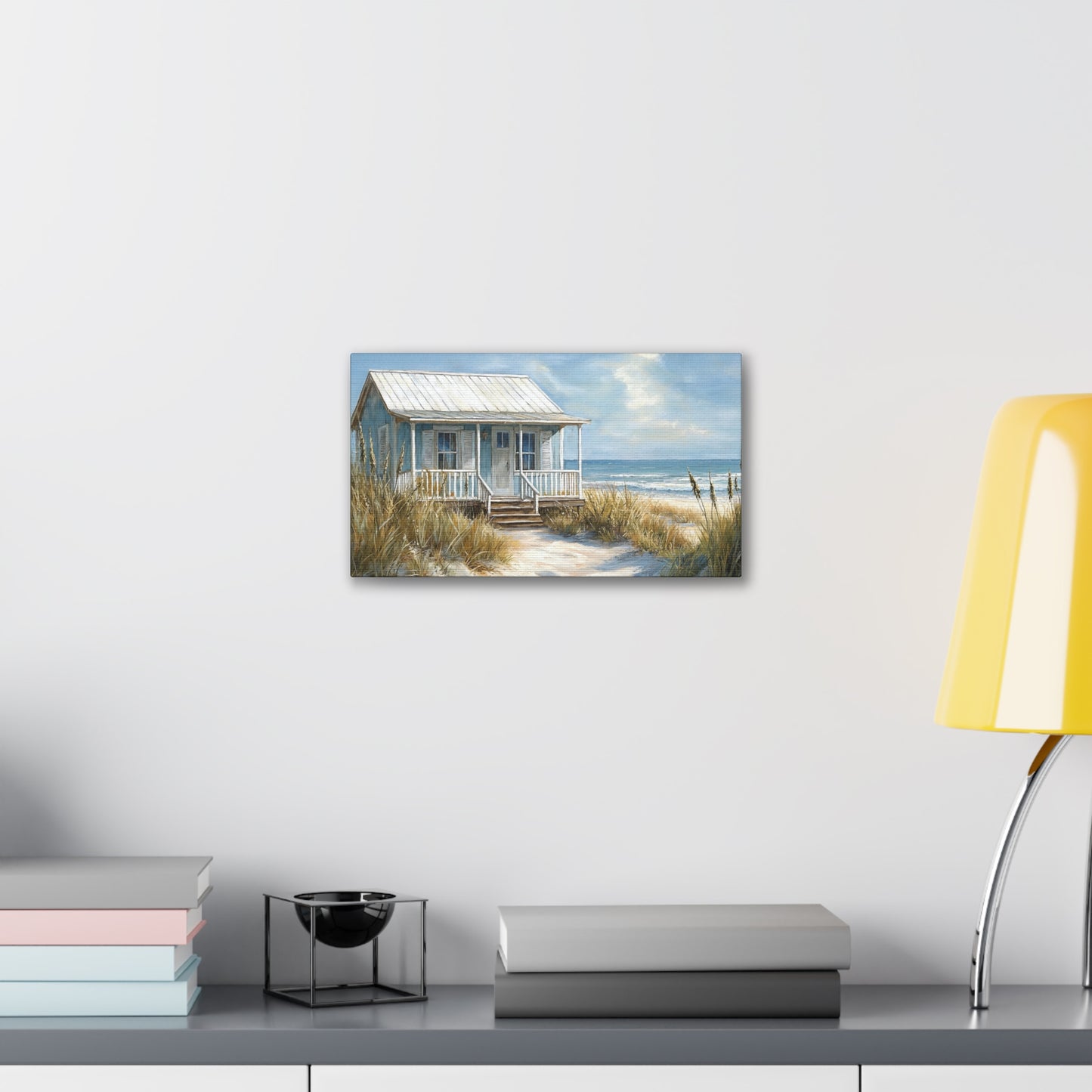 Charming Beach Cottage Canvas Art Print - Coastal Wall Decor