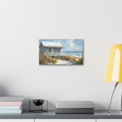 Charming Beach Cottage Canvas Art Print - Coastal Wall Decor