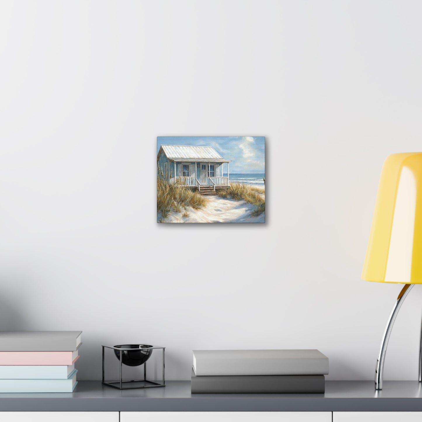 Charming Beach Cottage Canvas Art Print - Coastal Wall Decor