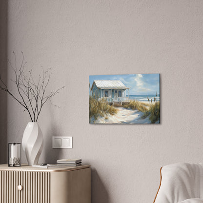 Charming Beach Cottage Canvas Art Print - Coastal Wall Decor
