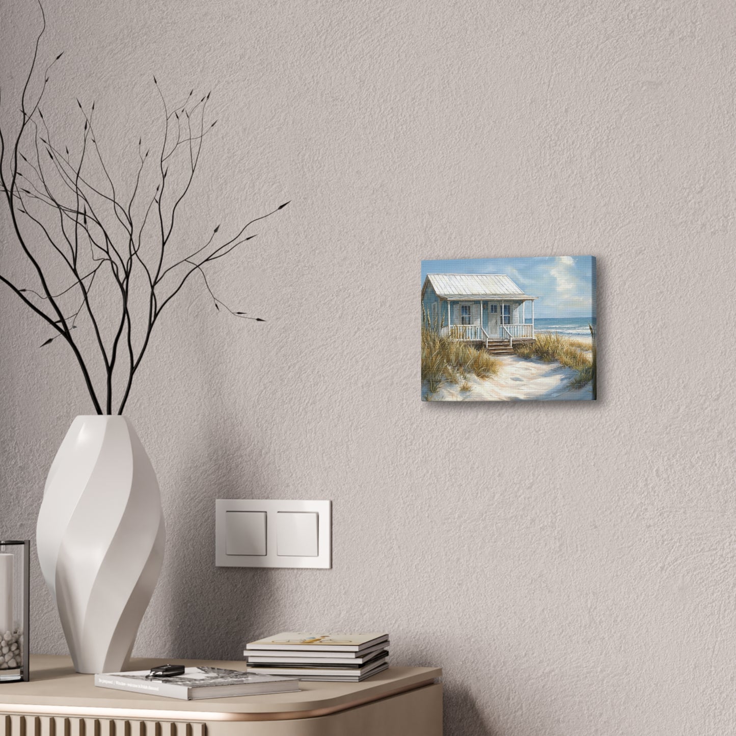 Charming Beach Cottage Canvas Art Print - Coastal Wall Decor