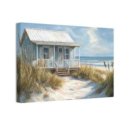 Charming Beach Cottage Canvas Art Print - Coastal Wall Decor