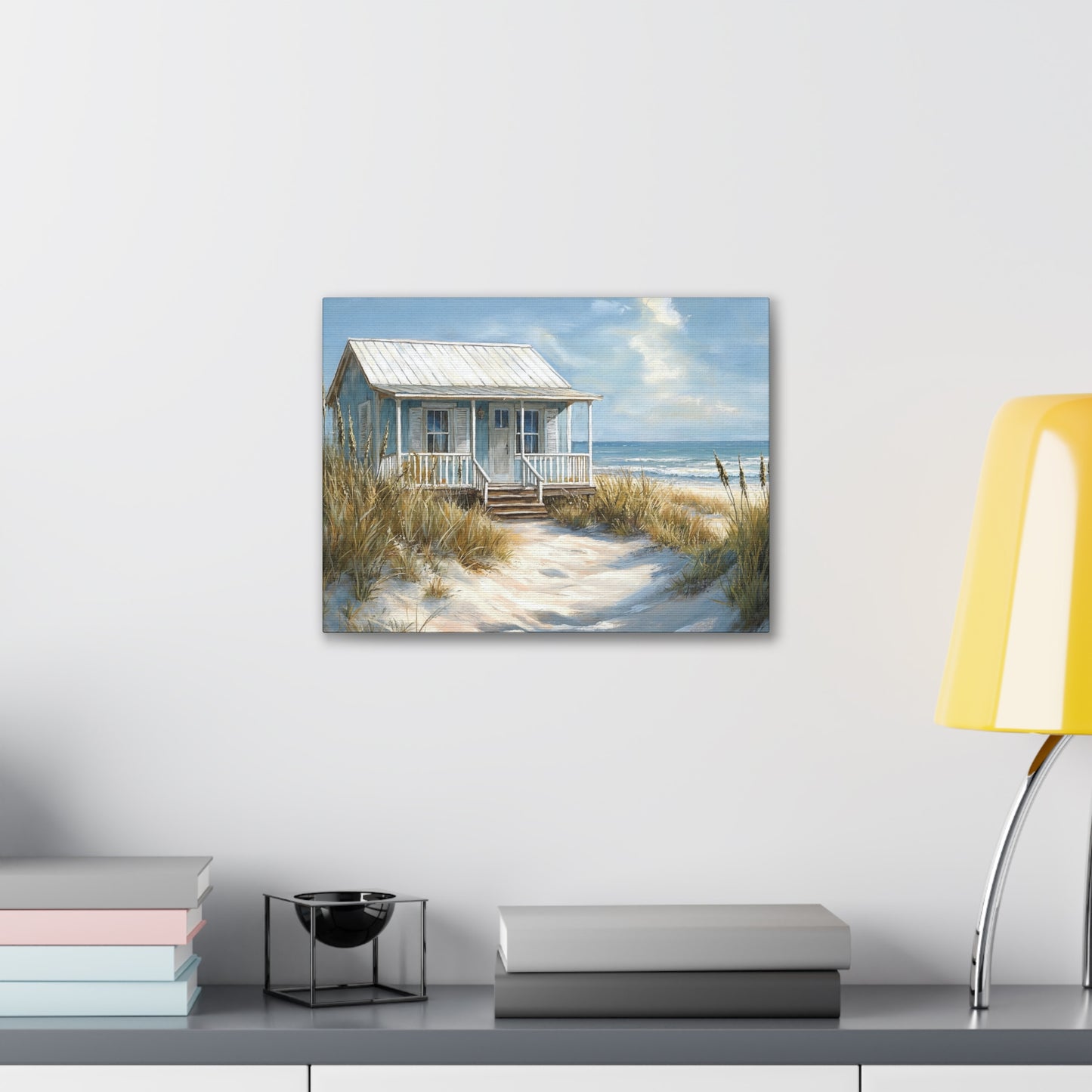 Charming Beach Cottage Canvas Art Print - Coastal Wall Decor