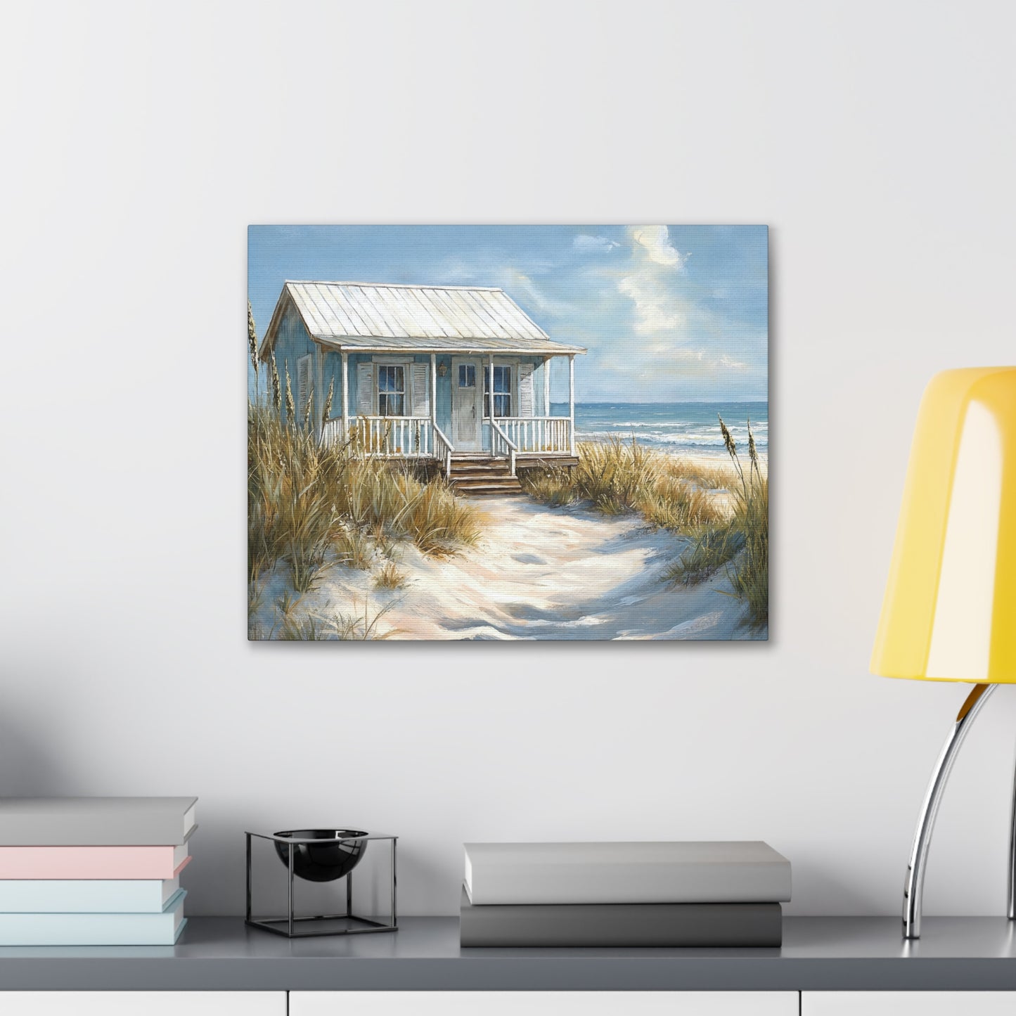 Charming Beach Cottage Canvas Art Print - Coastal Wall Decor
