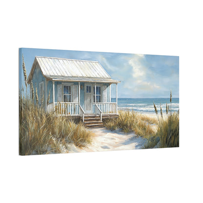 Charming Beach Cottage Canvas Art Print - Coastal Wall Decor