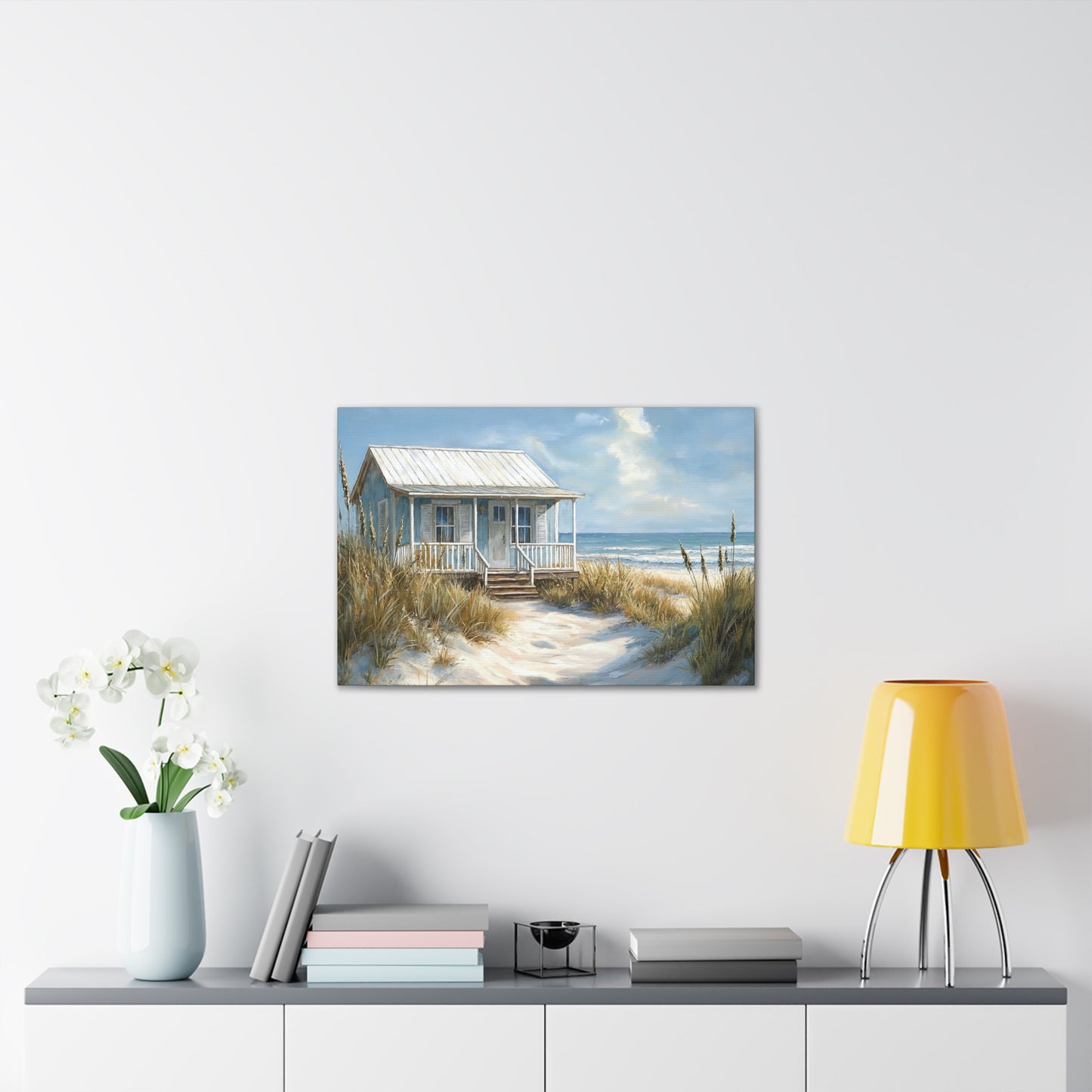 Charming Beach Cottage Canvas Art Print - Coastal Wall Decor
