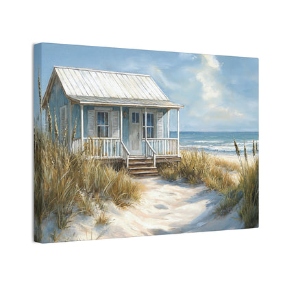 Charming Beach Cottage Canvas Art Print - Coastal Wall Decor